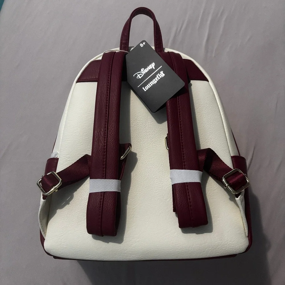 Disney Loungefly Moana Pua Hei Hei Stacked Chenille Mini Backpack Cream Burgundy
